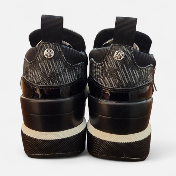 Michael Michael Kors Black Slip-On Wedge Sneakers With Side Zip Size 7 Like New - Picture 6 of 12